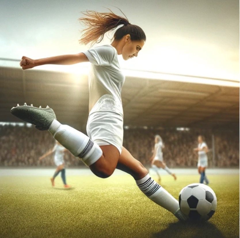 garota jogando futebol