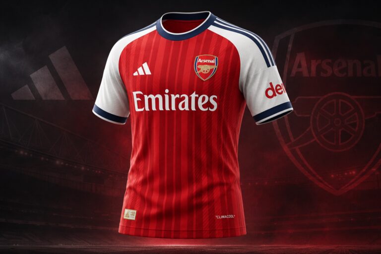 Imagem de destaque sobre Primeiros detalhes da camisa titular do Arsenal 2027/28 aparecem antes do lançamento
