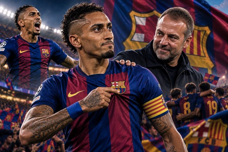 Imagem de destaque sobre Flick elogia Raphinha no Barcelona e destaca liderança do brasileiro